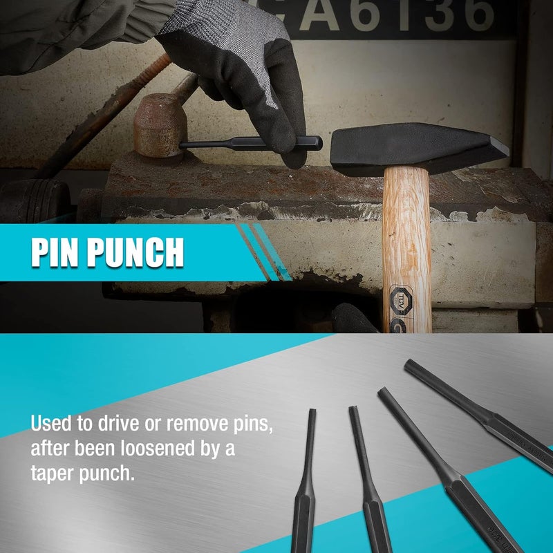 DURATECH مجموعة 14 قطعة: دبابيس، مركز، مثاقب مسمار وأزاميل باردة، أداة محاذاة، تشمل مقياس، حقيبة قابلة للطي - Image 3